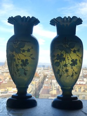 Painted Opaline Vases, 1900s, Set of 2-GT-1109269