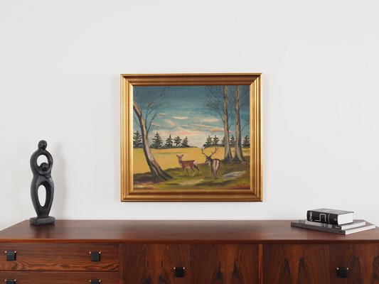 Painting, The Pair of Deer, 1960s, Wood, Framed-VND-1776736