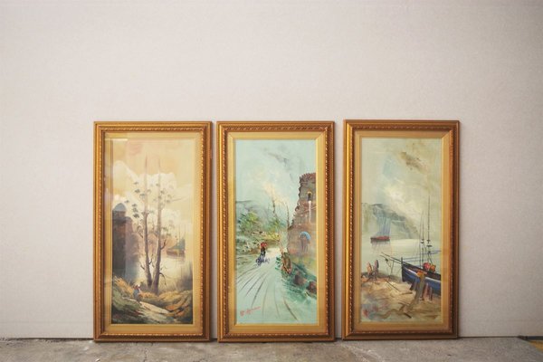 Paintings, Oil on Canvas, Moretti, 1970, Set of 3-KNM-913710