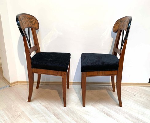 Pair of Biedermeier Shovel Chairs, Walnut, Ink Painting, South Germany, 1830s, Set of 2-NNB-1062747