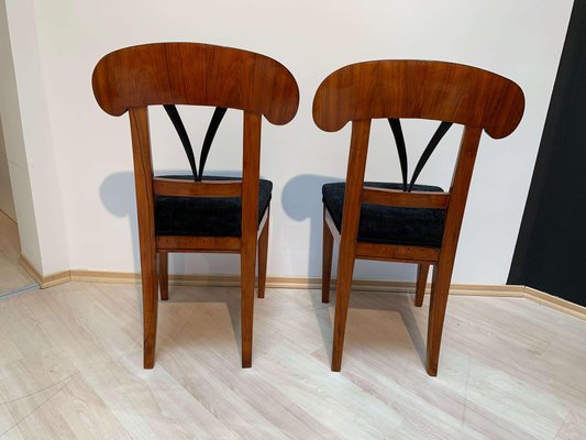 Pair of Biedermeier Shovel Chairs, Walnut, Ink Painting, South Germany, 1830s, Set of 2-NNB-1062747