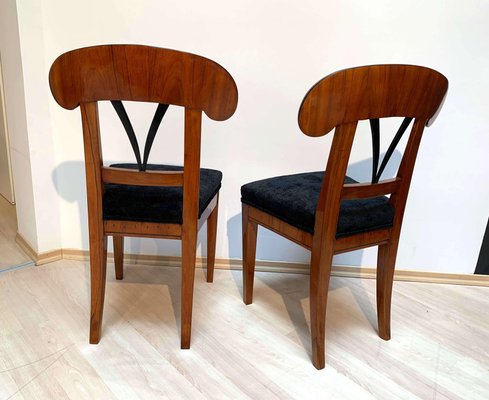 Pair of Biedermeier Shovel Chairs, Walnut, Ink Painting, South Germany, 1830s, Set of 2-NNB-1062747