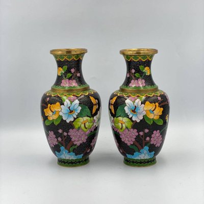 Paired Chinese Vases Cloisonne, 1960s, Set of 2-GYX-1298621