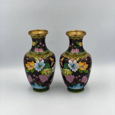 Paired Chinese Vases Cloisonne, 1960s, Set of 2-GYX-1298621