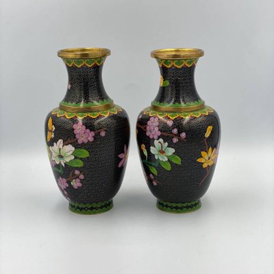 Paired Chinese Vases Cloisonne, 1960s, Set of 2-GYX-1298621