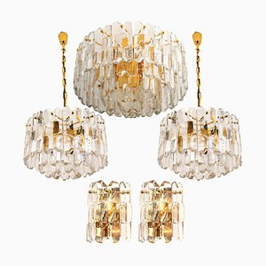 Palazzo Light Fixtures in Gilt Brass and Glass by J. T. Kalmar, 1970s, Set of 5-VDW-968280