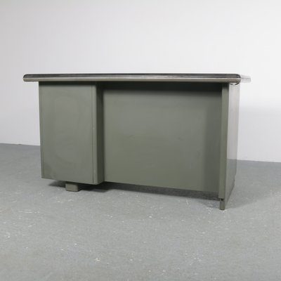 Palazzo Montecatini Metal Desk with Leather Top by Gio Ponti for Antonio Parma Saronno, 1930s-SXX-1077517