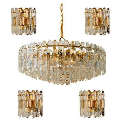 Palazzo Wall Lights in Brass & Glass by J.T. Kalmar, Set of 5-VDW-1325320