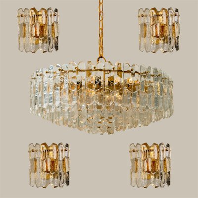 Palazzo Wall Lights in Brass & Glass by J.T. Kalmar, Set of 5-VDW-1325320