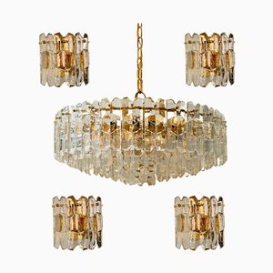 Palazzo Wall Lights in Brass & Glass by J.T. Kalmar, Set of 5-VDW-1325320