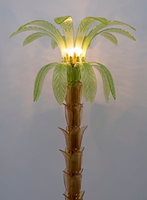 Palm Floor Lamp in Brass and Murano Glass from Maestri Muranesi, 1970s-FER-991772