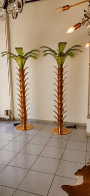 Palm Tree Floor Lamps in Brass & Murano Glass, Set of 2-QLH-1336582