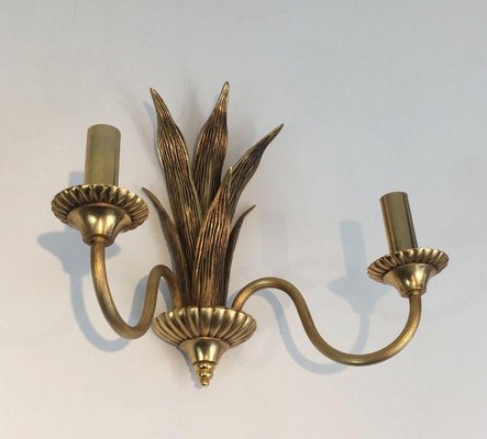 Palm Tree Sconces in Bronze & Brass in the Style of Maison Charles, Set of 2-BA-1365555