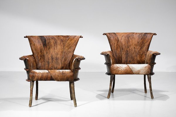 Palm Wood Armchairs, 1930s, Set of 2-YU-1010766