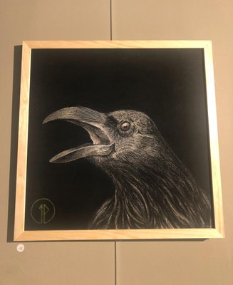 Paloma Ibañez, Corvus Corax, Corbeau, Dry Pastel on Cotton Canvas-TEP-1234773