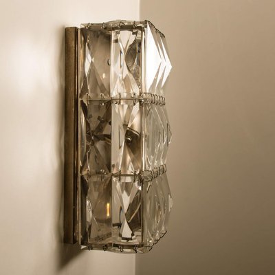 Palwa Wall Light Fixtures in Chrome-Plated Crystal Glass, 1970s, Set of 2-VDW-913224