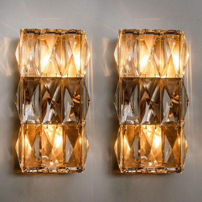 Palwa Wall Light Fixtures in Chrome-Plated Crystal Glass, 1970s, Set of 2-VDW-913224