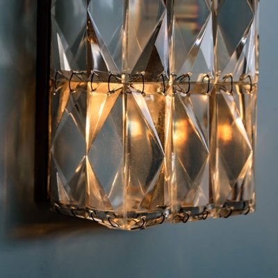 Palwa Wall Light Fixtures in Chrome-Plated Crystal Glass, 1970s, Set of 2-VDW-913224