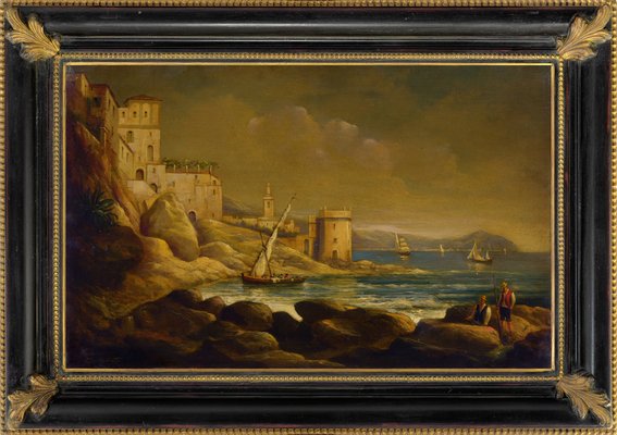 Paolo De Robertis, Marina, Oil on Canvas, Italy, Framed-VHF-1195696