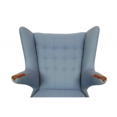 Papa Bear Chair in Blue Fabric by Hans Wegner, 1970s-MTD-1807560