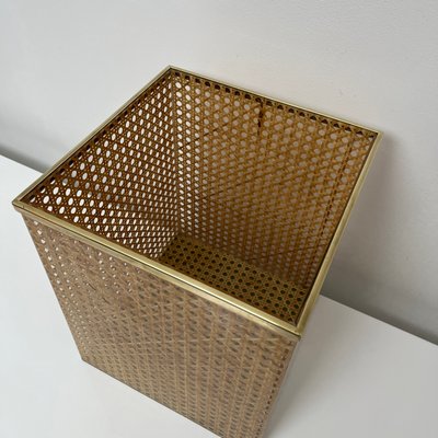 Paper Basket in Acrylic Glass, Cannage & Brass in the style of Christian Dior for Christian Dior-XOM-2024774