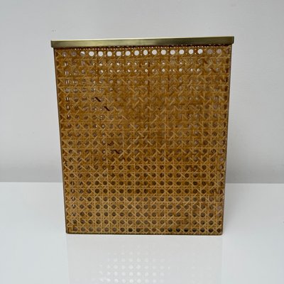 Paper Basket in Acrylic Glass, Cannage & Brass in the style of Christian Dior for Christian Dior-XOM-2024774