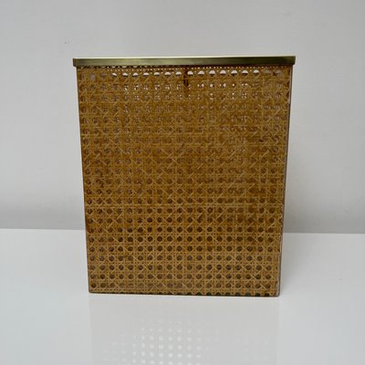 Paper Basket in Acrylic Glass, Cannage & Brass in the style of Christian Dior for Christian Dior-XOM-2024774