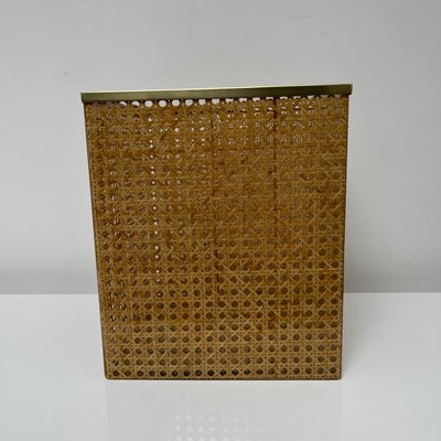 Paper Basket in Acrylic Glass, Cannage & Brass in the style of Christian Dior for Christian Dior-XOM-2024774