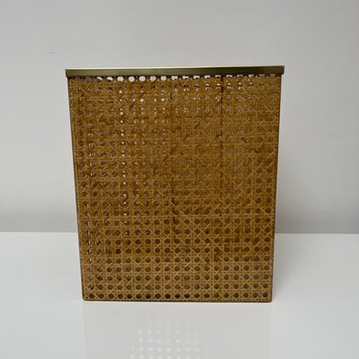 Paper Basket in Acrylic Glass, Cannage & Brass in the style of Christian Dior for Christian Dior-XOM-2024774