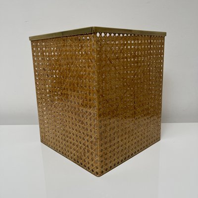 Paper Basket in Acrylic Glass, Cannage & Brass in the style of Christian Dior for Christian Dior-XOM-2024774