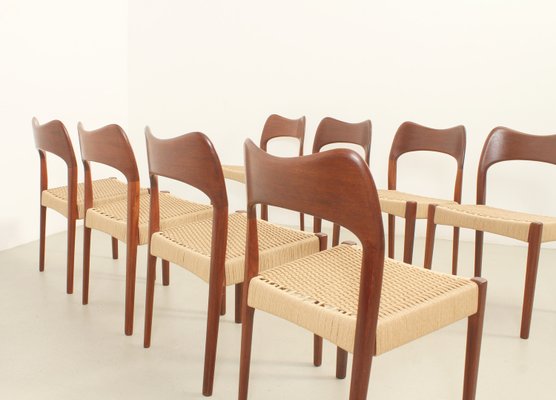 Papercord Dining Chairs by Arne Hovmand Olsen for Mogens Kold, Denmark, 1960s, Set of 8-UB-2022896