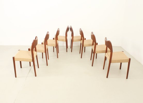 Papercord Dining Chairs by Arne Hovmand Olsen for Mogens Kold, Denmark, 1960s, Set of 8-UB-2022896