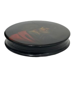 Papier-Mâché Snuffbox Painted with a Portrait of a Bearded Man-UCH-1224254