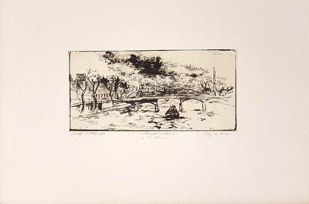 Paris Along the Seine - Original Etching by Walter PIacesi - 1970 1970-ZCI-755730