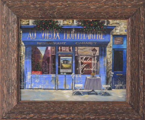 Paris Café Au Vieux Montmartre, 1994, Oil on Canvas-AOI-1106907