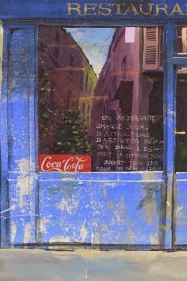 Paris Café Au Vieux Montmartre, 1994, Oil on Canvas-AOI-1106907