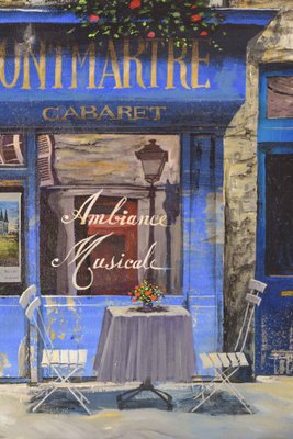 Paris Café Au Vieux Montmartre, 1994, Oil on Canvas-AOI-1106907