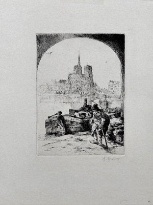 Paris - Original Etching by Auguste Brouet - Early 20th Century Early 20th Century-ZCI-757806