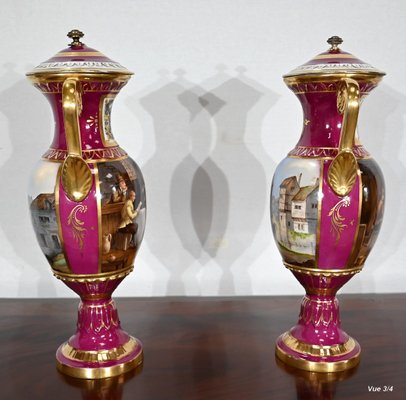 Paris Porcelain Vases, 20th Century, Set of 2-RVK-1441925