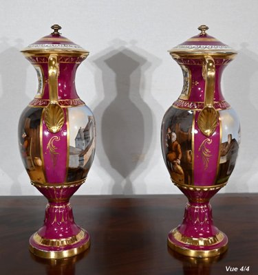 Paris Porcelain Vases, 20th Century, Set of 2-RVK-1441925