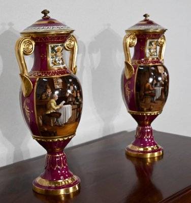 Paris Porcelain Vases, 20th Century, Set of 2-RVK-1441925