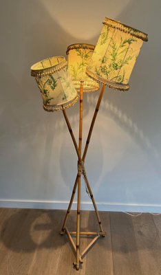 Parquet Floor Lamp in Bamboo and Rope, 1970s-BA-1589324