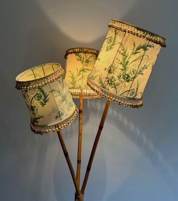 Parquet Floor Lamp in Bamboo and Rope, 1970s-BA-1589324