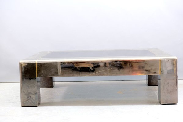 Parsons Style Brutalist Brass Coffee Table from Karl Springer, 1970s-CIP-895932