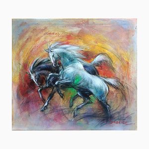 Pascal Dabere, Les Destriers, 2018, Acrylic & Oil on Canvas-CHG-916965