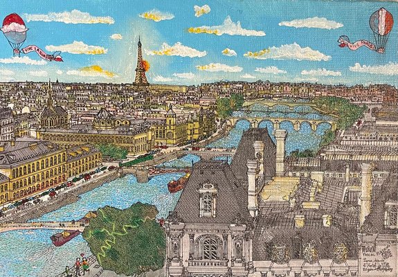 Pascal Plazanet, Paris depuis l’Hotel de Ville, 2000, Rapidography & Acrylic on Canvas-CHG-2037794