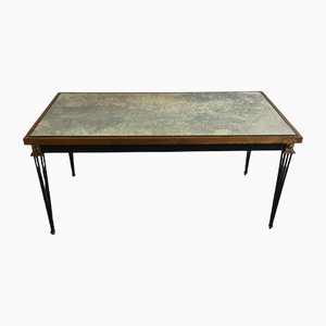 Patinated and Golden Steel Coffee Table in the style of Jacques Quinet-BA-1365365