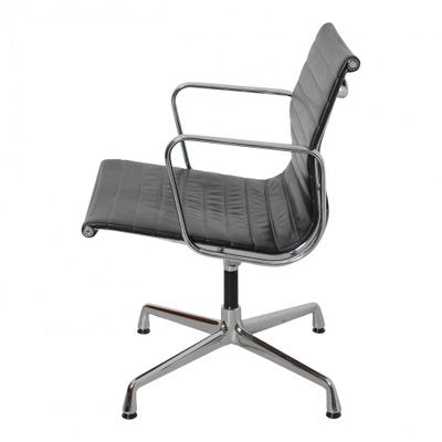 Patinated Black Leather EA-108 Chair by Charles Eames for Vitra-MTD-1400506