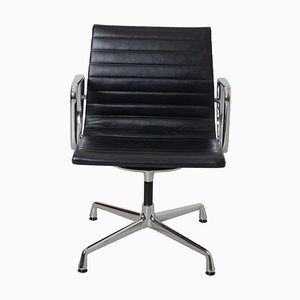 Patinated Black Leather EA-108 Chair by Charles Eames for Vitra-MTD-1400506