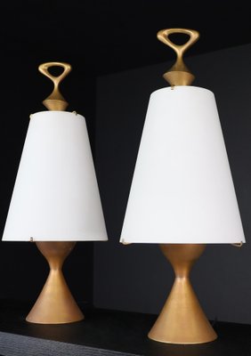 Patinated Brass Table Lamps attributed to Max Ingrand for Fontana Arte, Italy, 1956, Set of 2-TRW-1819635